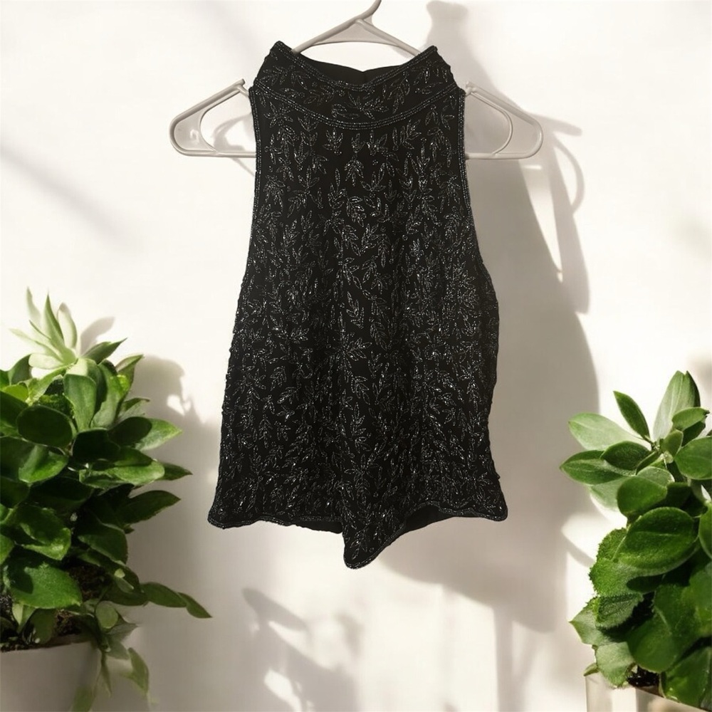 Black Sleeveless Evening Top